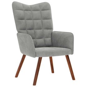 Silla de relajación de terciopelo gris claro en Sillones | Comprar online en Foru.es