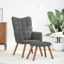 Sillón relajante con taburete de terciopelo gris oscuro en Sillones | Comprar online en Foru.es