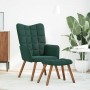 Sillón relajante con taburete de terciopelo verde oscuro en Sillones | Comprar online en Foru.es