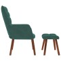 Sillón relajante con taburete de terciopelo verde oscuro en Sillones | Comprar online en Foru.es