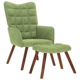 Sillón de relax con reposapiés terciopelo verde claro en Sillones | Comprar online en Foru.es