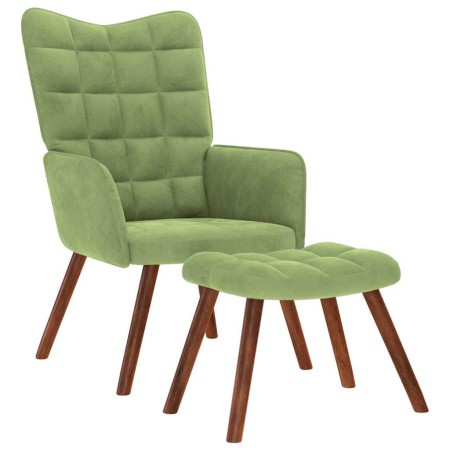Sillón de relax con reposapiés terciopelo verde claro en Sillones | Comprar online en Foru.es