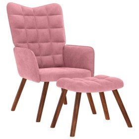 Sillón de relax con reposapiés terciopelo rosa en Sillones | Comprar online en Foru.es