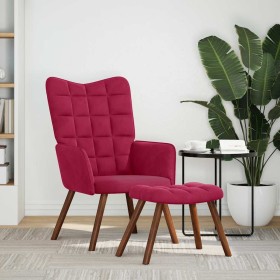 Sillón de relax con reposapiés terciopelo rojo tinto en Sillones | Comprar online en Foru.es