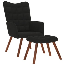 Sillón relajante con taburete de terciopelo negro en Sillones | Comprar online en Foru.es