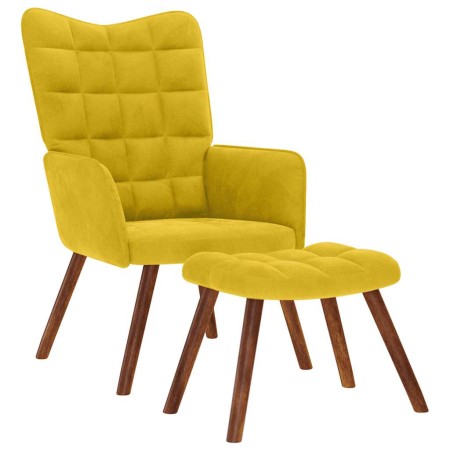 Sillón relajante con taburete de terciopelo amarillo en Sillones | Comprar online en Foru.es