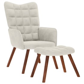 Sillón relajante con taburete de terciopelo color crema en Sillones | Comprar online en Foru.es