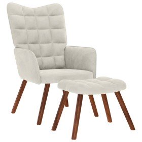 Sillón relajante con taburete de terciopelo color crema en Sillones | Comprar online en Foru.es