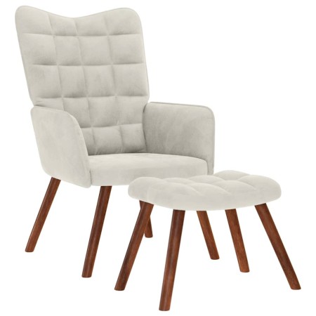 Sillón relajante con taburete de terciopelo color crema en Sillones | Comprar online en Foru.es