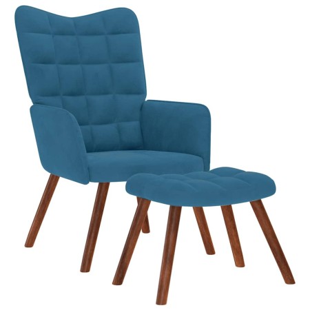 Sillón de relax con reposapiés terciopelo azul en Sillones | Comprar online en Foru.es