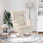 Silla mecedora de lino blanco 74x90x102 cm en Sillones | Comprar online en Foru.es