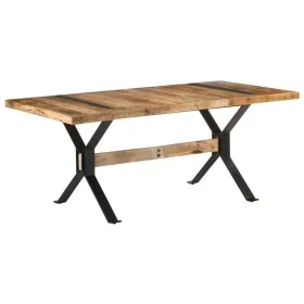 Mesa de comedor madera de mango rugosa 180x90x76 cm de vidaXL, Mesas de cocina y de comedor - Ref: Foro24-321610, Precio: 406...