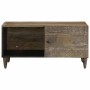 Mesa de centro de madera maciza de mango gris claro 80x50x40 cm en Mesas de centro | Comprar online en Foru.es