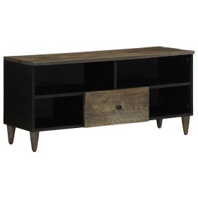 Mueble de TV madera maciza de mango negro 100x33x46 cm en Muebles TV | Comprar online en Foru.es