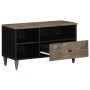 Mueble de TV madera maciza de mango negro 80x33x46 cm en Muebles TV | Comprar online en Foru.es