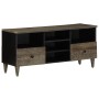 Mueble de TV madera maciza de mango negro 100x33x46 cm en Muebles TV | Comprar online en Foru.es