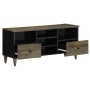 Mueble de TV madera maciza de mango negro 100x33x46 cm en Muebles TV | Comprar online en Foru.es