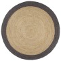 Alfombra hecha a mano de yute con borde gris oscuro 210 cm de vidaXL, Alfombras - Ref: Foro24-343606, Precio: 125,49 €, Descu...