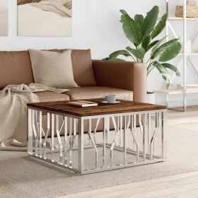 Stainless steel and silver recycled wood coffee table by vidaXL, Coffee table - Ref: Foro24-350061, Price: 116,63 €, Discount: %