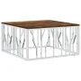 Mesa de centro acero inoxidable y madera reciclada plateada de vidaXL, Mesas de centro - Ref: Foro24-350061, Precio: 116,63 €...
