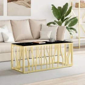 Mesa de centro de acero inoxidable y vidrio dorada 110x45x45 cm de vidaXL, Mesas de centro - Ref: Foro24-350052, Precio: 204,...