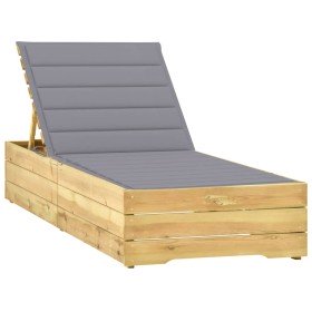 Tumbona con cojín gris madera de pino impregnada en Tumbonas | Comprar online en Foru.es