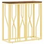 Mesa consola acero inoxidable y madera maciza reciclada dorada de vidaXL, Mesas auxiliares - Ref: Foro24-350038, Precio: 121,...
