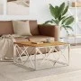Mesa de centro acero inoxidable y madera maciza acacia plateado de vidaXL, Mesas de centro - Ref: Foro24-349975, Precio: 103,...