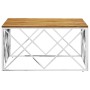 Mesa de centro acero inoxidable y madera maciza acacia plateado de vidaXL, Mesas de centro - Ref: Foro24-349975, Precio: 104,...