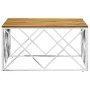 Mesa de centro acero inoxidable y madera maciza acacia plateado de vidaXL, Mesas de centro - Ref: Foro24-349975, Precio: 103,...