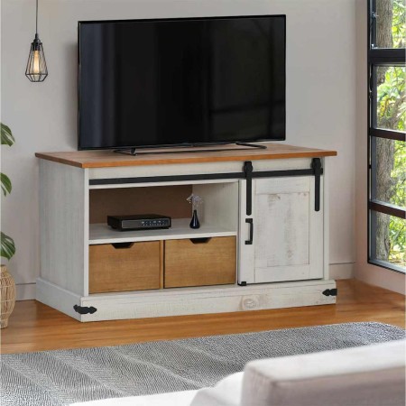Mueble de TV HALDEN con puerta corredera blanco 110x40x60 cm en Muebles TV | Comprar online en Foru.es