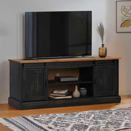 Mueble de TV HALDEN 2 puerta correderas negro 150x40x60 cm en Muebles TV | Comprar online en Foru.es