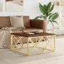 Mesa de centro acero inoxidable madera maciza reciclada dorada de vidaXL, Mesas de centro - Ref: Foro24-349974, Precio: 166,8...