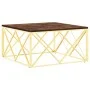 Mesa de centro acero inoxidable madera maciza reciclada dorada de vidaXL, Mesas de centro - Ref: Foro24-349974, Precio: 166,8...