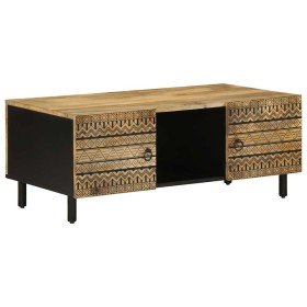 Mesa de centro madera maciza de mango rugosa negro 100x54x40 cm en Mesas de centro | Comprar online en Foru.es
