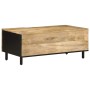 Mesa de centro madera maciza de mango rugosa negro 100x54x40 cm en Mesas de centro | Comprar online en Foru.es