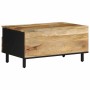 Mesa de centro madera maciza de mango rugosa negro 80x54x40 cm en Mesas de centro | Comprar online en Foru.es