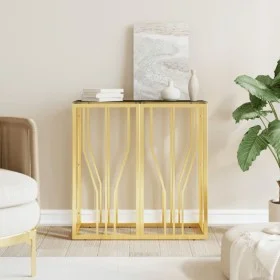Goldener Konsolentisch aus Edelstahl und Glas, 70 x 30 x 70 cm von vidaXL, Seitentische - Ref: Foro24-350036, Preis: 157,47 €...
