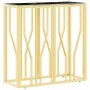 Golden stainless steel and glass console table 70x30x70 cm by vidaXL, Side tables - Ref: Foro24-350036, Price: 157,47 €, Disc...