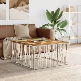 Silver stainless steel and recycled wood coffee table by vidaXL, Coffee table - Ref: Foro24-350072, Price: 153,33 €, Discount: %