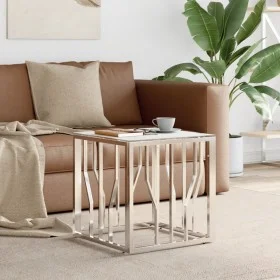 Stainless steel and silver glass coffee table 50x50x50 cm by vidaXL, Coffee table - Ref: Foro24-350043, Price: 150,08 €, Disc...