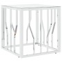 Mesa de centro acero inoxidable y vidrio plateada 50x50x50 cm de vidaXL, Mesas de centro - Ref: Foro24-350043, Precio: 153,00...