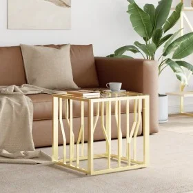 Golden stainless steel and glass coffee table 50x50x50 cm by vidaXL, Coffee table - Ref: Foro24-350042, Price: 124,03 €, Disc...