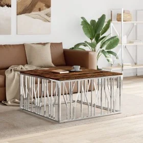 Stainless steel and silver recycled wood coffee table by vidaXL, Coffee table - Ref: Foro24-350069, Price: 175,29 €, Discount: %