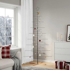 Árbol de Navidad metal negro con base de madera 210 cm en Decoración Festiva y Estacional | Comprar online en Foru.es