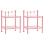 Mesitas de noche 2 unidades metal y vidrio rosa y transparente de vidaXL, Mesitas de noche - Ref: Foro24-325079, Precio: 59,3...