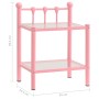 Mesitas de noche 2 unidades metal y vidrio rosa y transparente de vidaXL, Mesitas de noche - Ref: Foro24-325079, Precio: 59,3...