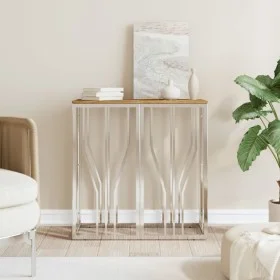 Console table stainless steel solid recycled wood silver by vidaXL, Side tables - Ref: Foro24-350040, Price: 108,02 €, Discou...