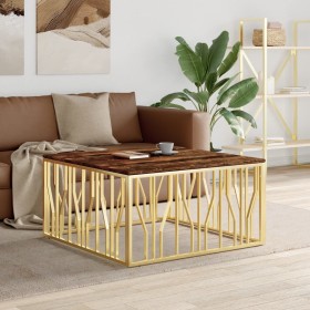 Mesa de centro acero inoxidable madera maciza reciclada dorado de vidaXL, Mesas de centro - Ref: Foro24-350070, Precio: 322,9...