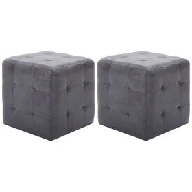 Mesitas de noche 2 uds piel de ante artificial gris 30x30x30cm de vidaXL, Mesitas de noche - Ref: Foro24-249015, Precio: 83,7...